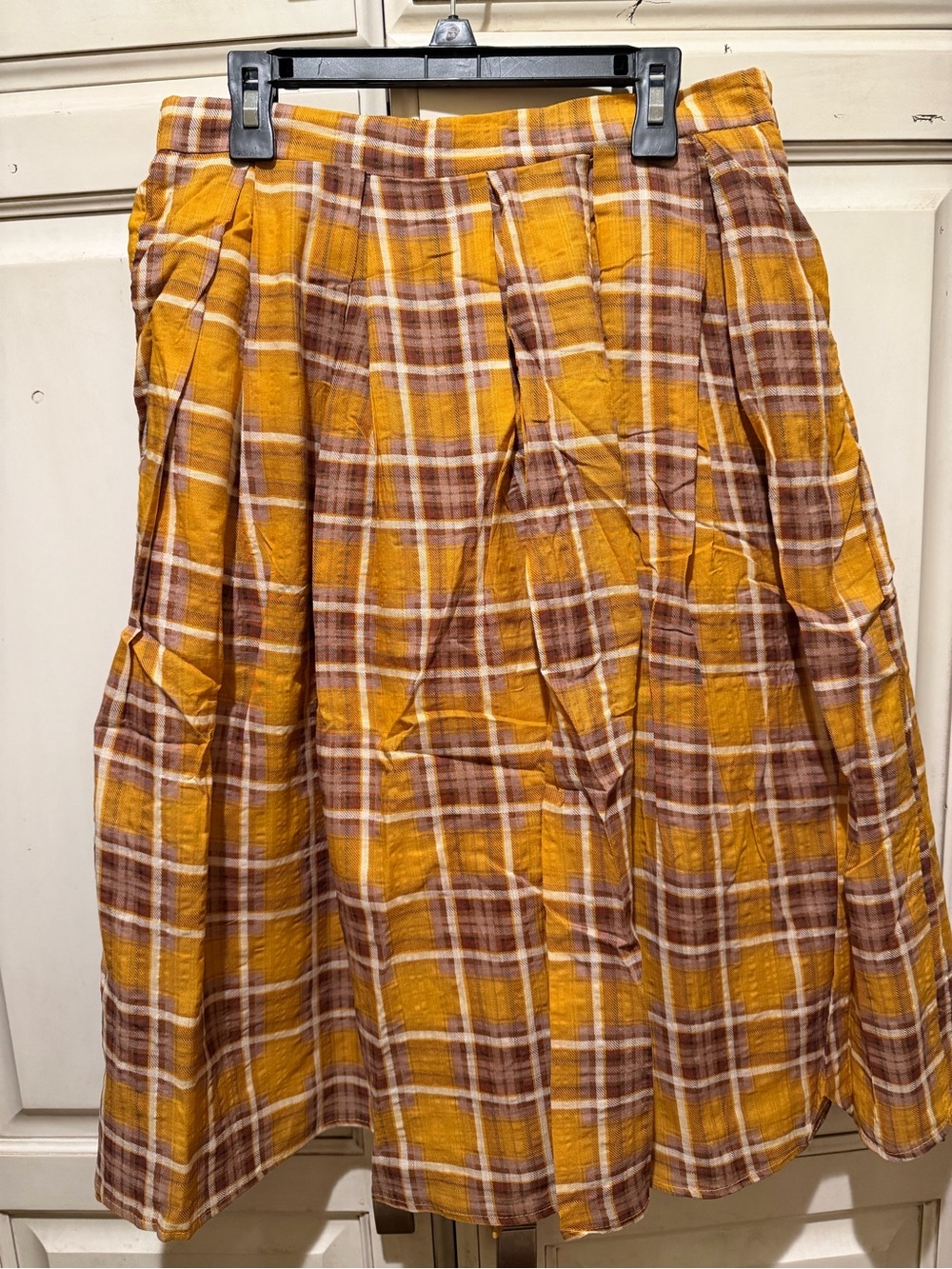 Women’s Fall Plaid Skirt in Mustard and Brown